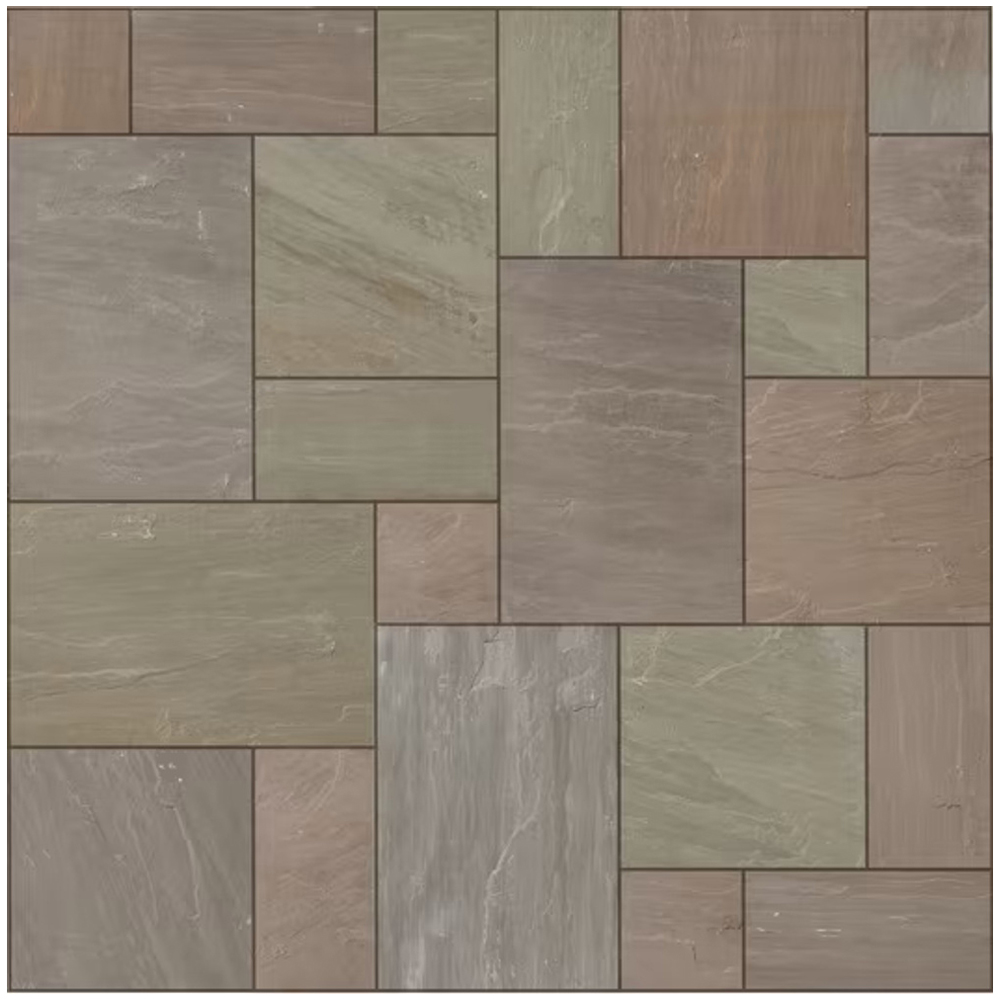 Homebase Rectangular Slabs Raj Blend Indian Sandstone Paving Slabs Mixed Size Patio Pack 15sqm ...