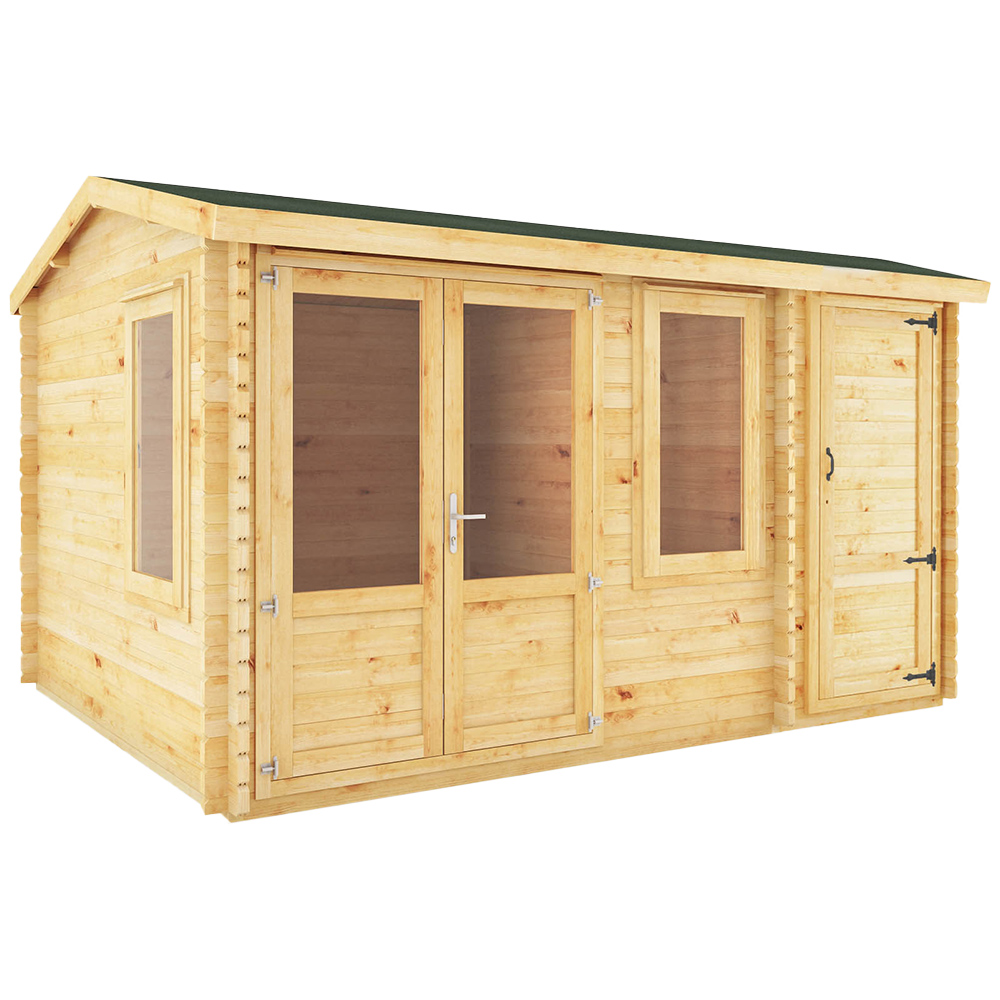 Mercia 13.4 x 9.8ft Home Office Log Cabin with Side Shed Price Comparisons | Compare The Build