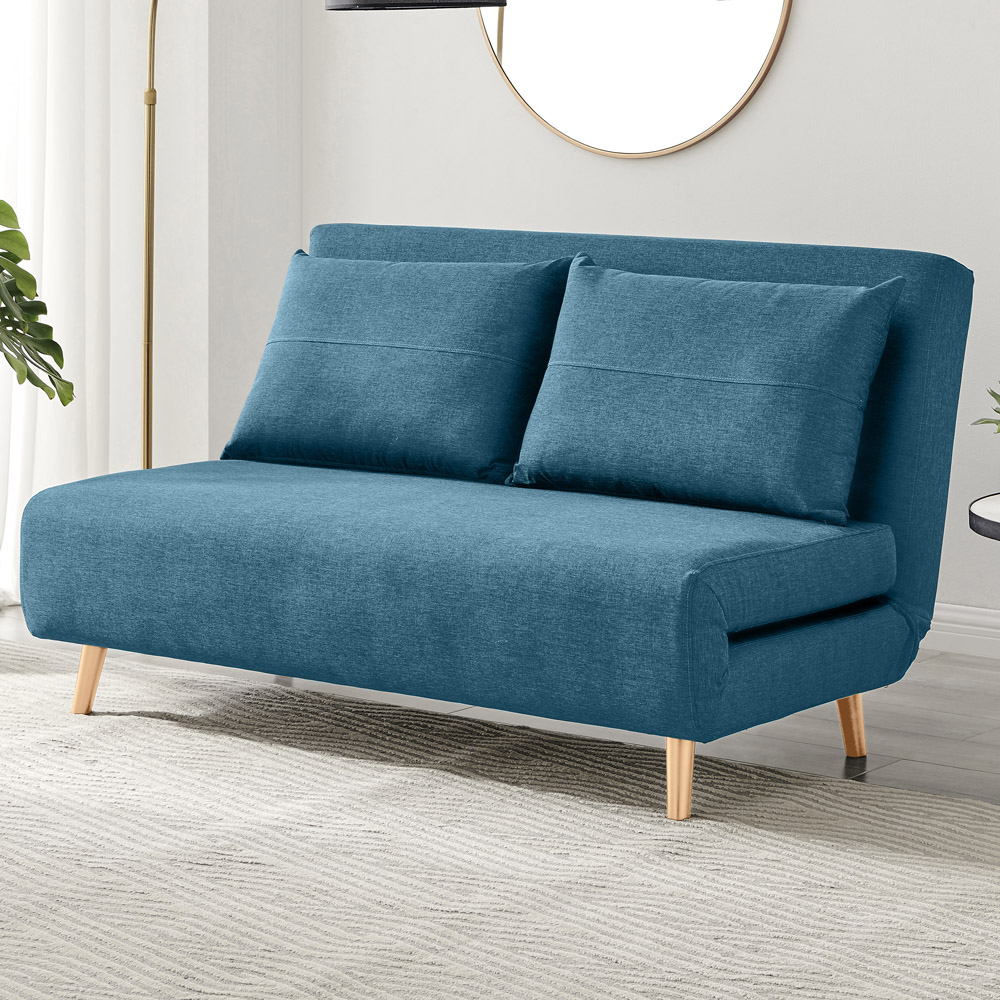 Furniturebox Billie 2 Seater Blue Sofa Bed | Homebase