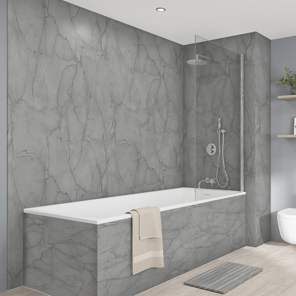 Wetwall Elite Tongue and Groove Marmo Grigio Shower Wall Panel 2420 x 1200mm Price Comparisons | Compare The Build