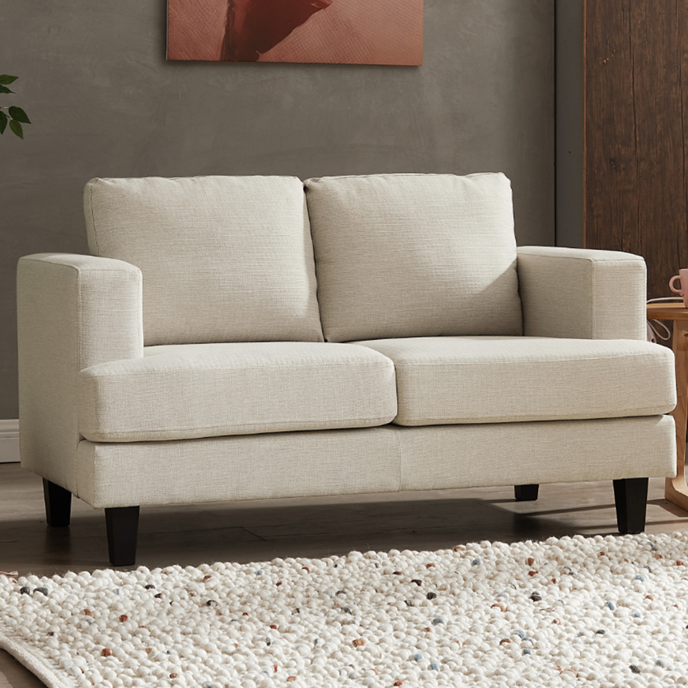 Home Detail Dale 2 Seater Beige Linen Sofa | Homebase