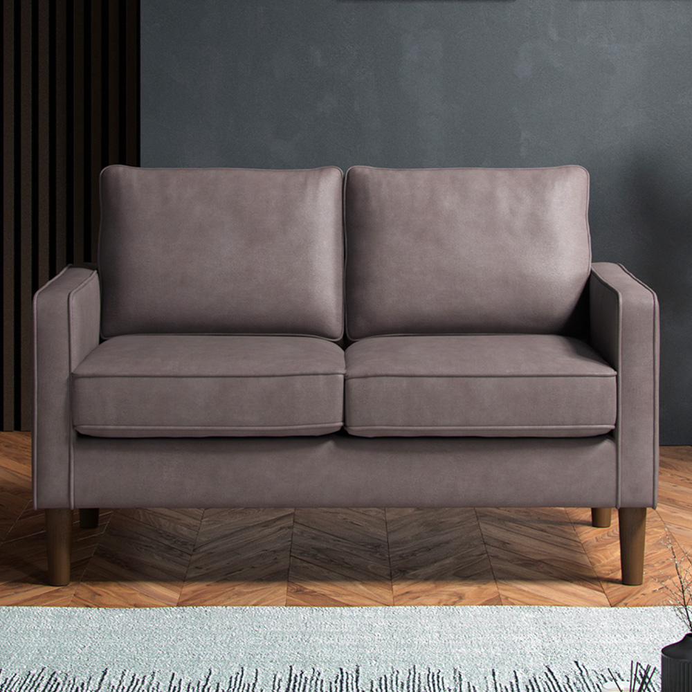 Bexhill 2 Seater Grey Faux Leather Sofa | Homebase
