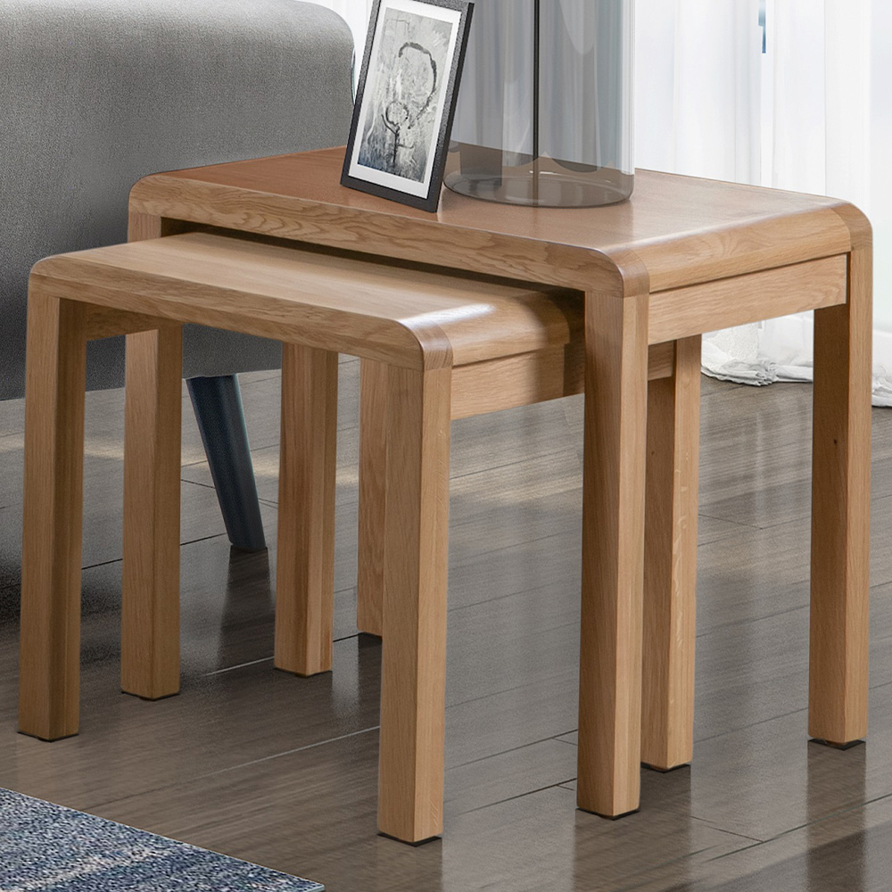 Julian Bowen Curve Oak Nest of Tables Set of 2 Price Comparisons | Compare The Build