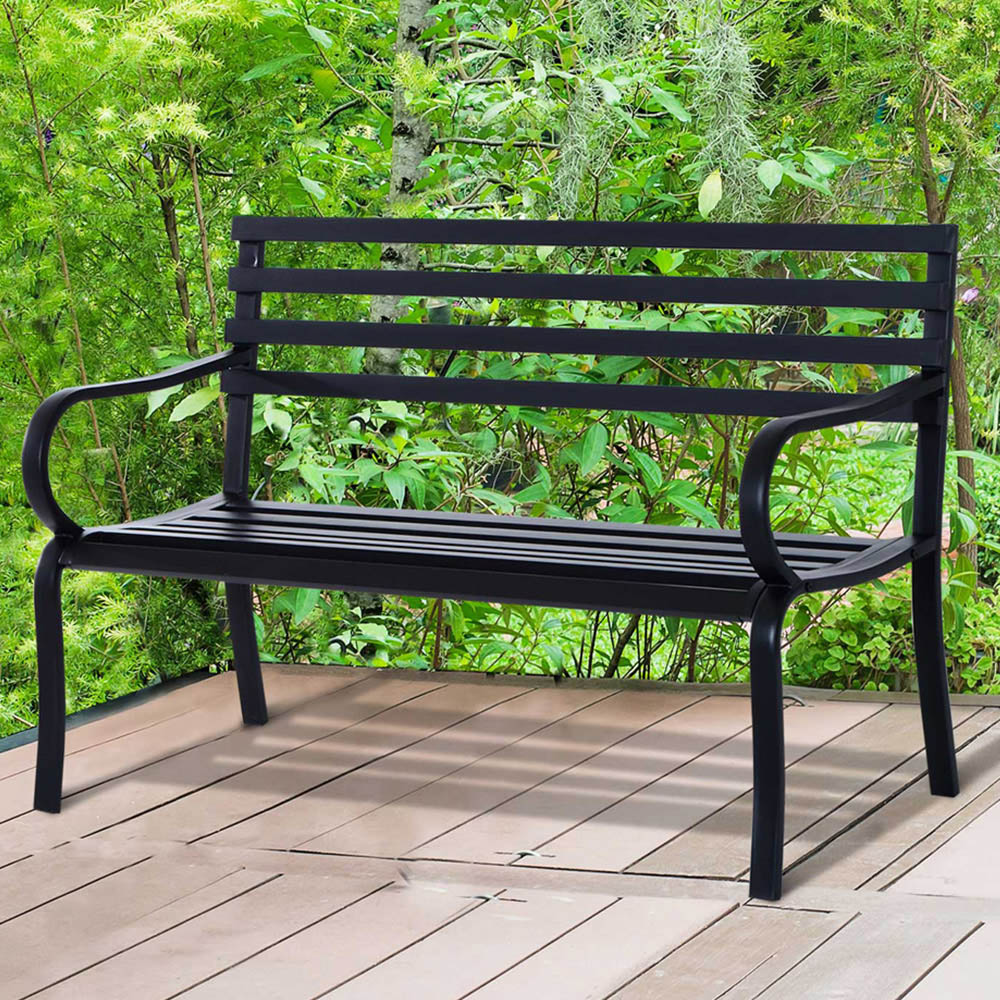Outsunny 2 Seater Black Metal Garden Bench Price Comparisons | Compare The Build