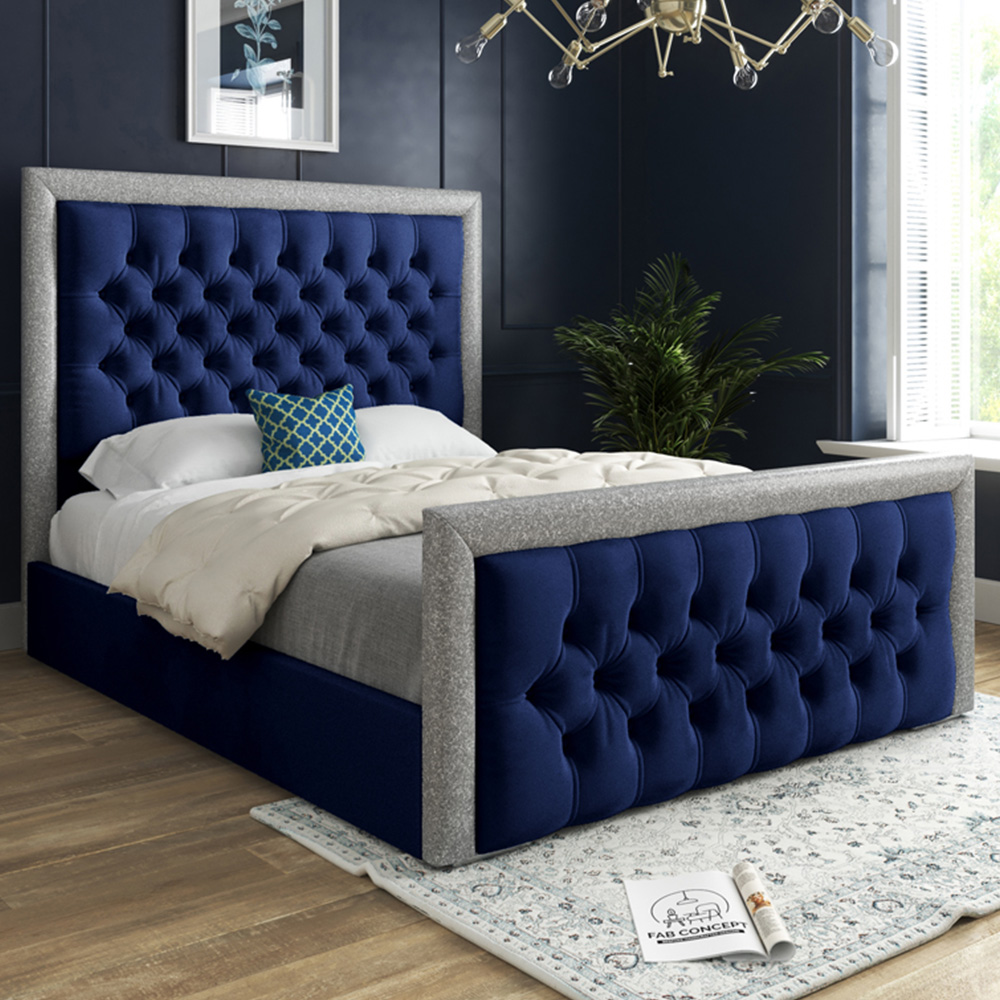 DS Living Cheltenham Small Double Glitter and Blue Velvet Bed Frame Price Comparisons | Compare The Build