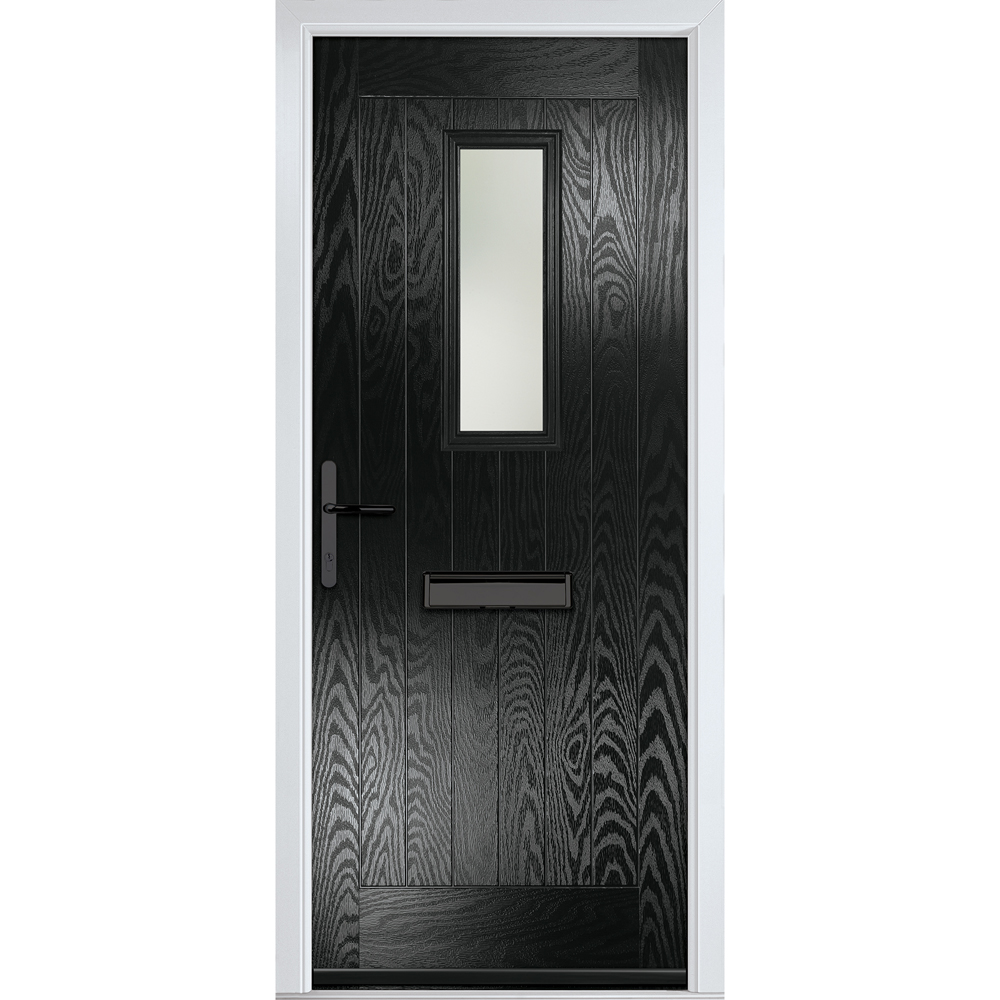 Crystal-Direct Sunningdale Black GRP Stipolytte Glass Right Hand Open Front Door 2090 x 890mm Price Comparisons | Compare The Build