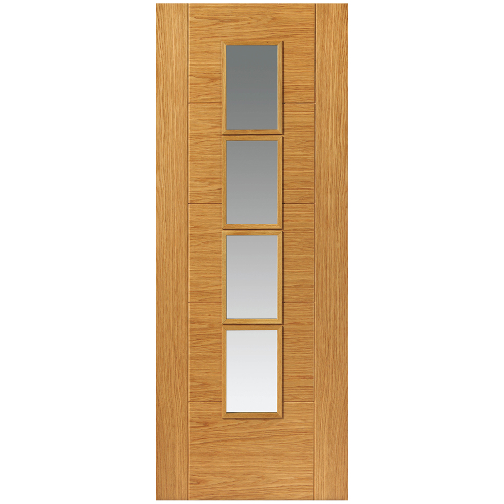 JB Kind Bela Contemporary Oak Veneered Glazed Internal Door 1981 x 686mm | Compare The Build