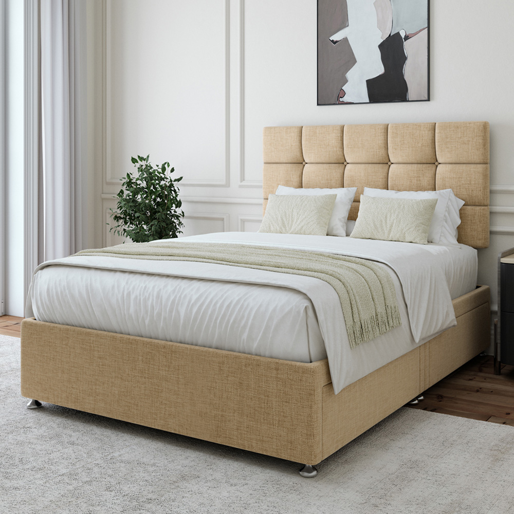 Bedmaster Double Cream Linen 4 Drawer Divan Base with Pearl Headboard Price Comparisons | Compare The Build