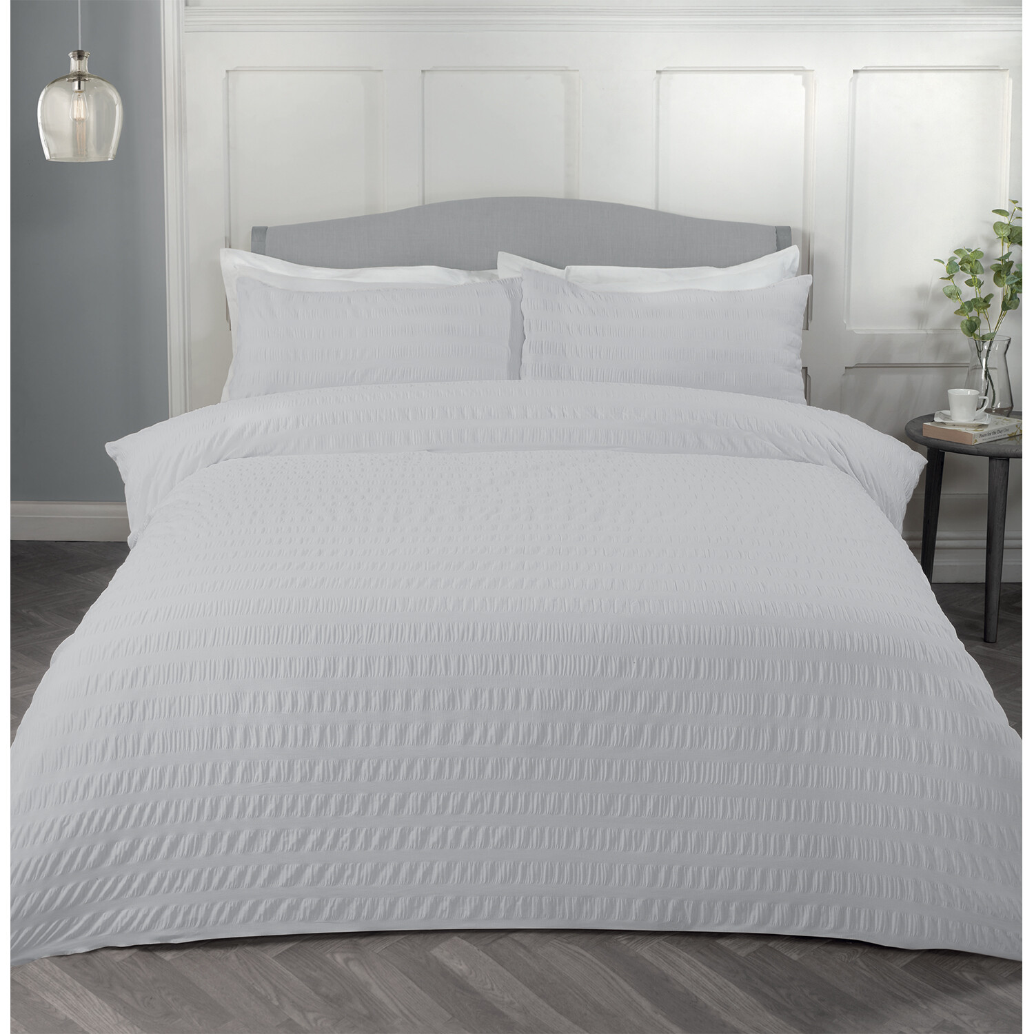 Divante Double Silver Seersucker Duvet Set Price Comparisons | Compare The Build