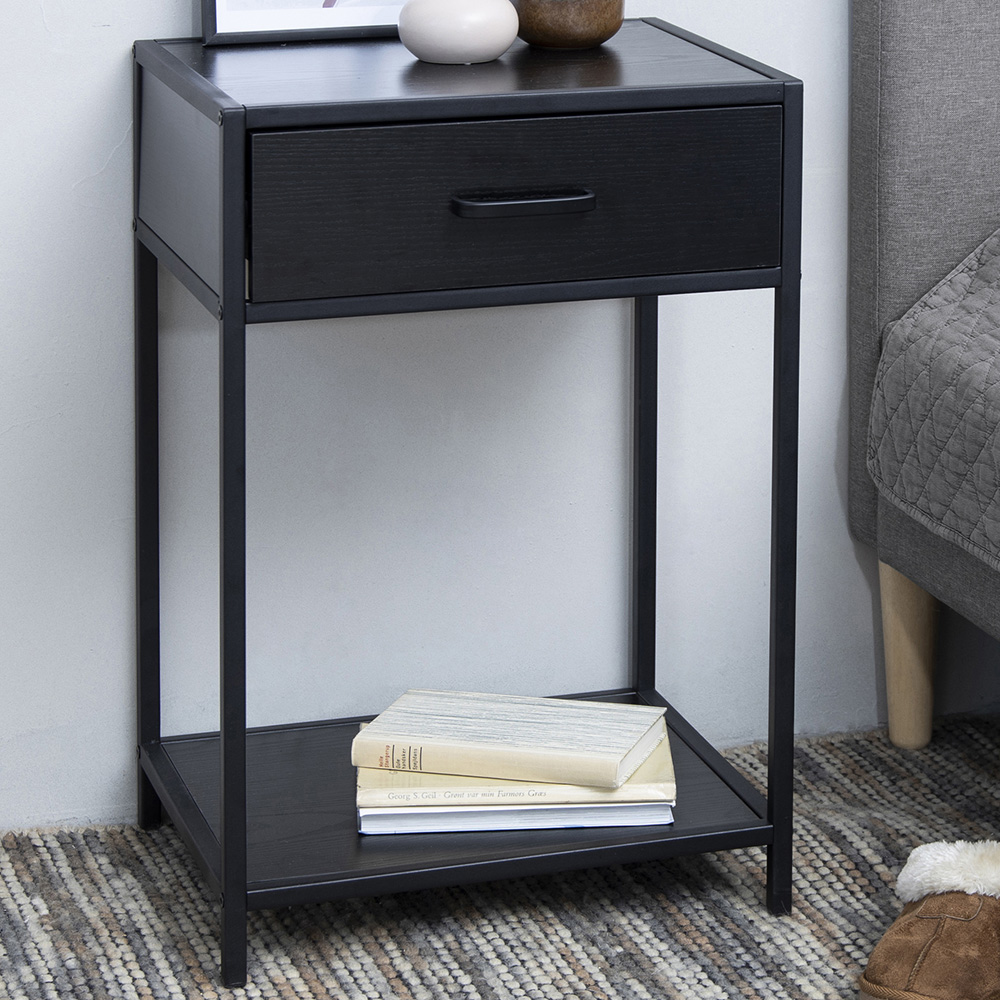 Florence Seaford Single Drawer Single Shelf Black Bedside Table Price Comparisons | Compare The Build