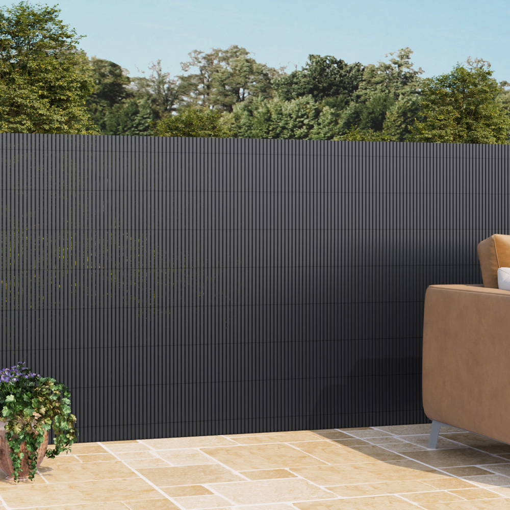 Living and Home Dark Grey Sun-Blocked PVC Privacy Fence Panels 300 x ...
