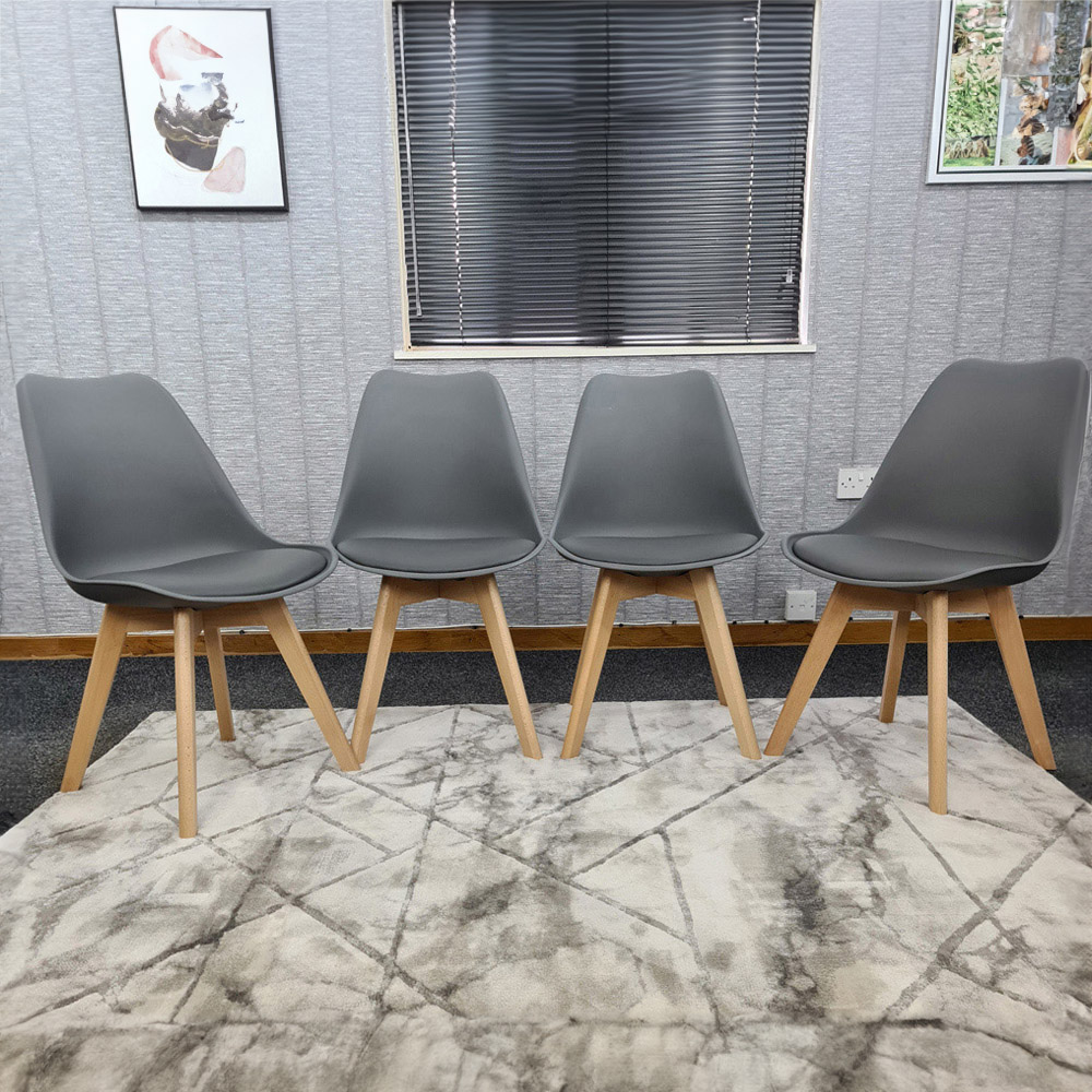 Denver Set of 4 Grey Leather Dining Chairs Price Comparisons | Compare The Build