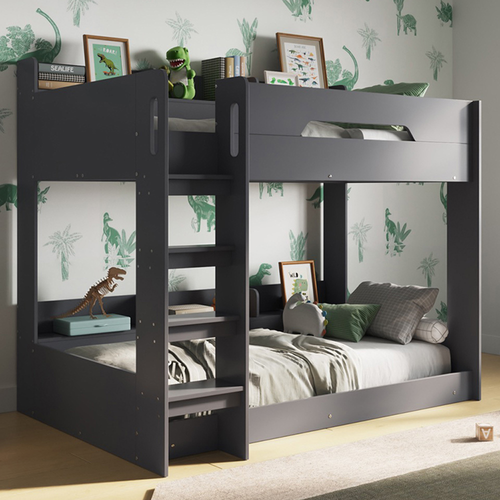 Flair Gravity Grey Low Bunk Bed with Shelves | Homebase