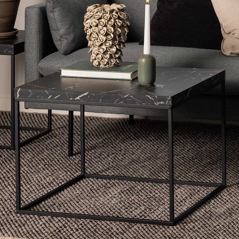 Florence Barossa Black Marble Marquina Top Side Table | Homebase