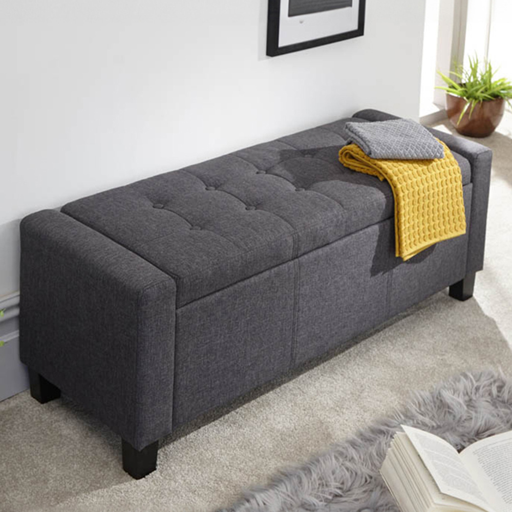 GFW Verona Charcoal Grey Ottoman Storage Bench Price Comparisons | Compare The Build