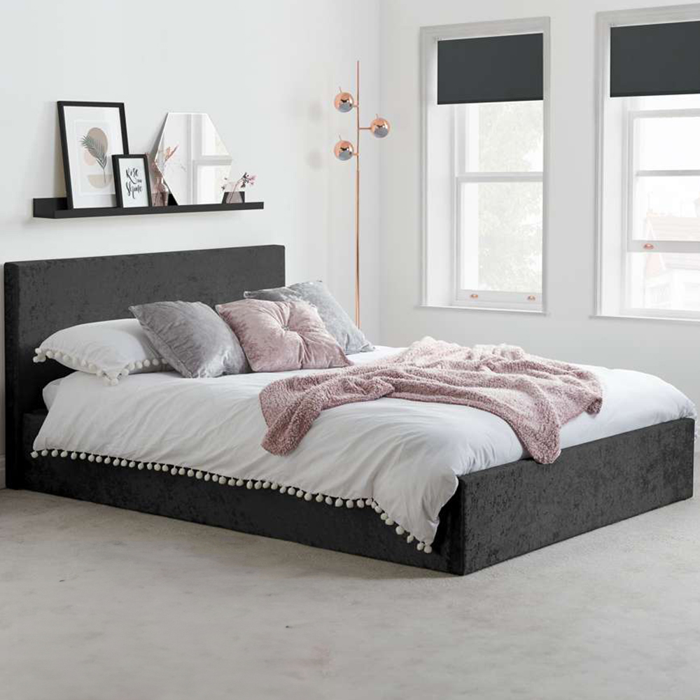 Berlin King Size Black Crushed Velvet Ottoman Bed Price Comparisons | Compare The Build