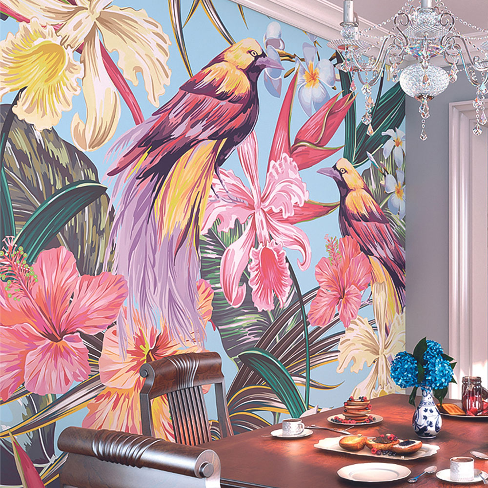 Origin Murals Birds and Flowers Multicolour Wall Mural Price Comparisons | Compare The Build