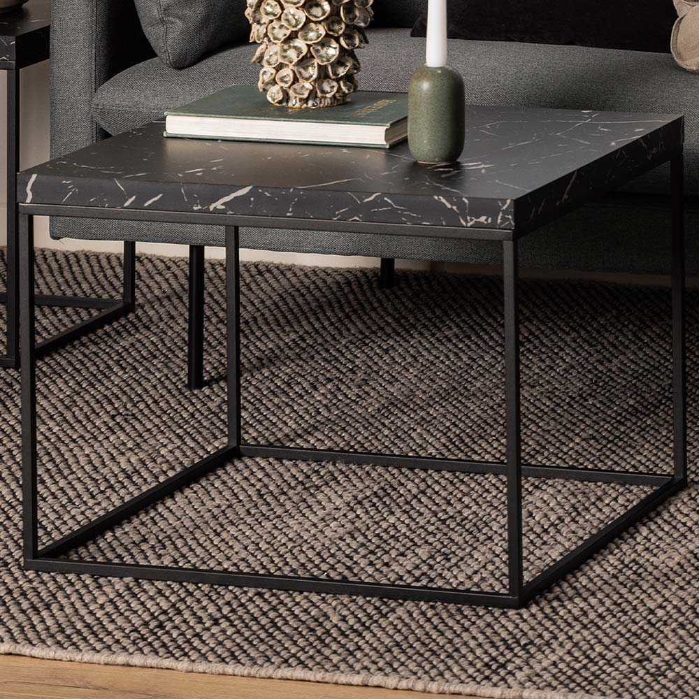 Florence Barossa Black Marble Marquina Square Coffee Table | Homebase