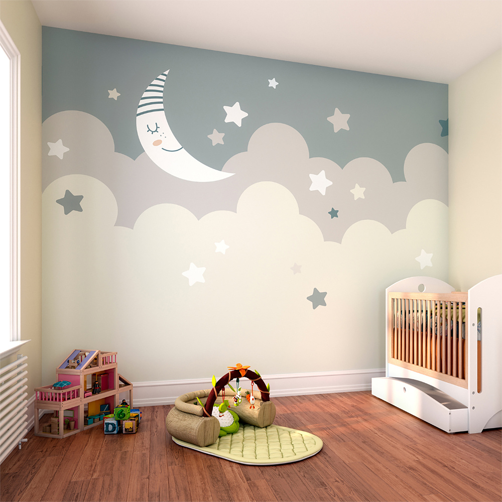 Origin Murals Nighttime Children's Sky Grey Wall Mural Price Comparisons | Compare The Build