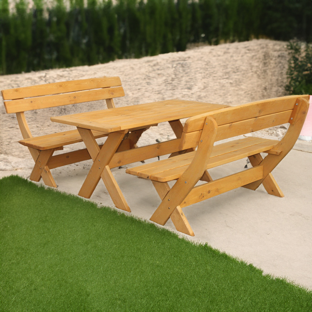 Promex Wooden 4 Seater Deluxe Garden Dining Set Honey Brown Price Comparisons | Compare The Build