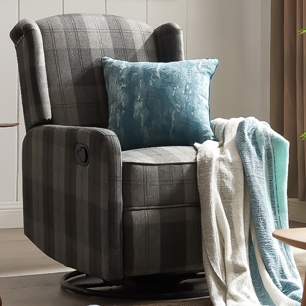 Home Detail Charles Grey Tartan Swivel Manual Recliner Chair Price Comparisons | Compare The Build