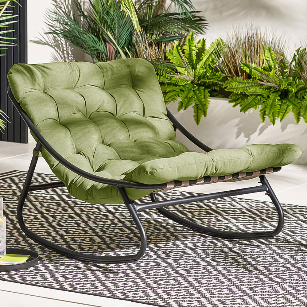 Furniturebox Piasa Black and Green Outdoor Rocking Chair | Homebase