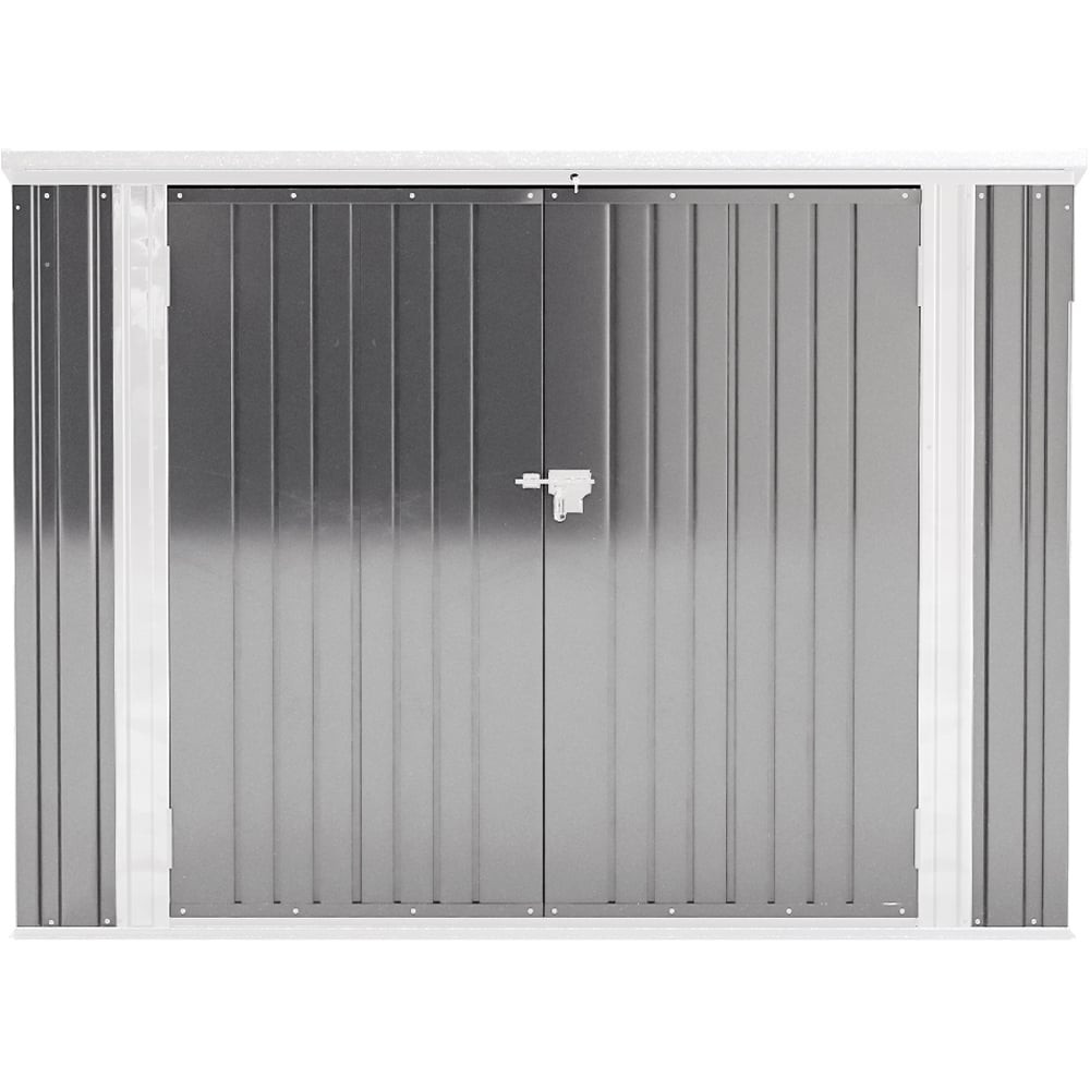 Living and Home 5.8 x 3.4ft Grey Outdoor Sloped Roof Waterproof Metal Trash Can Storage Shed | Homebase