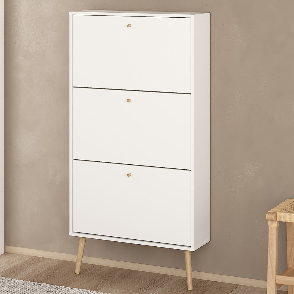 Florence Cumbria 3 Flip Down Door White Shoe Cabinet Price Comparisons | Compare The Build