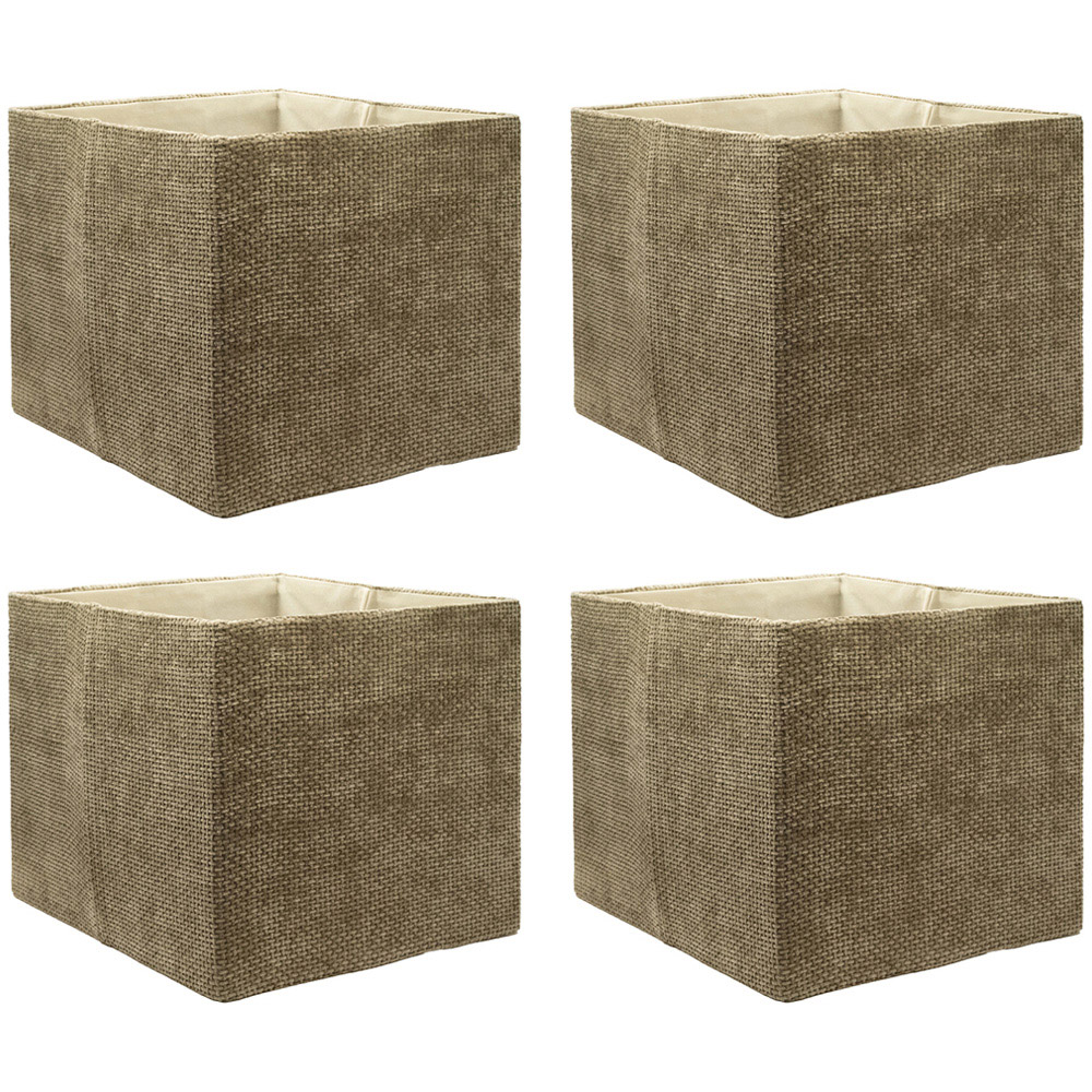 Homebase Patterned Taupe Cube Storage Insert 4 Pack | Homebase