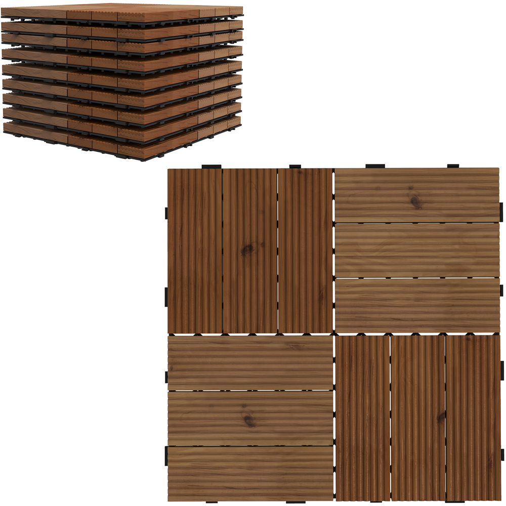 Outsunny Brown Wooden Deck Tiles 30 x 30cm 9 Pack Price Comparisons | Compare The Build