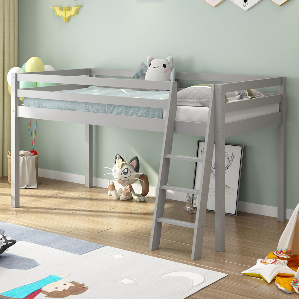 Portland Single Grey Wooden Mid Sleeper with Mattress Price Comparisons | Compare The Build