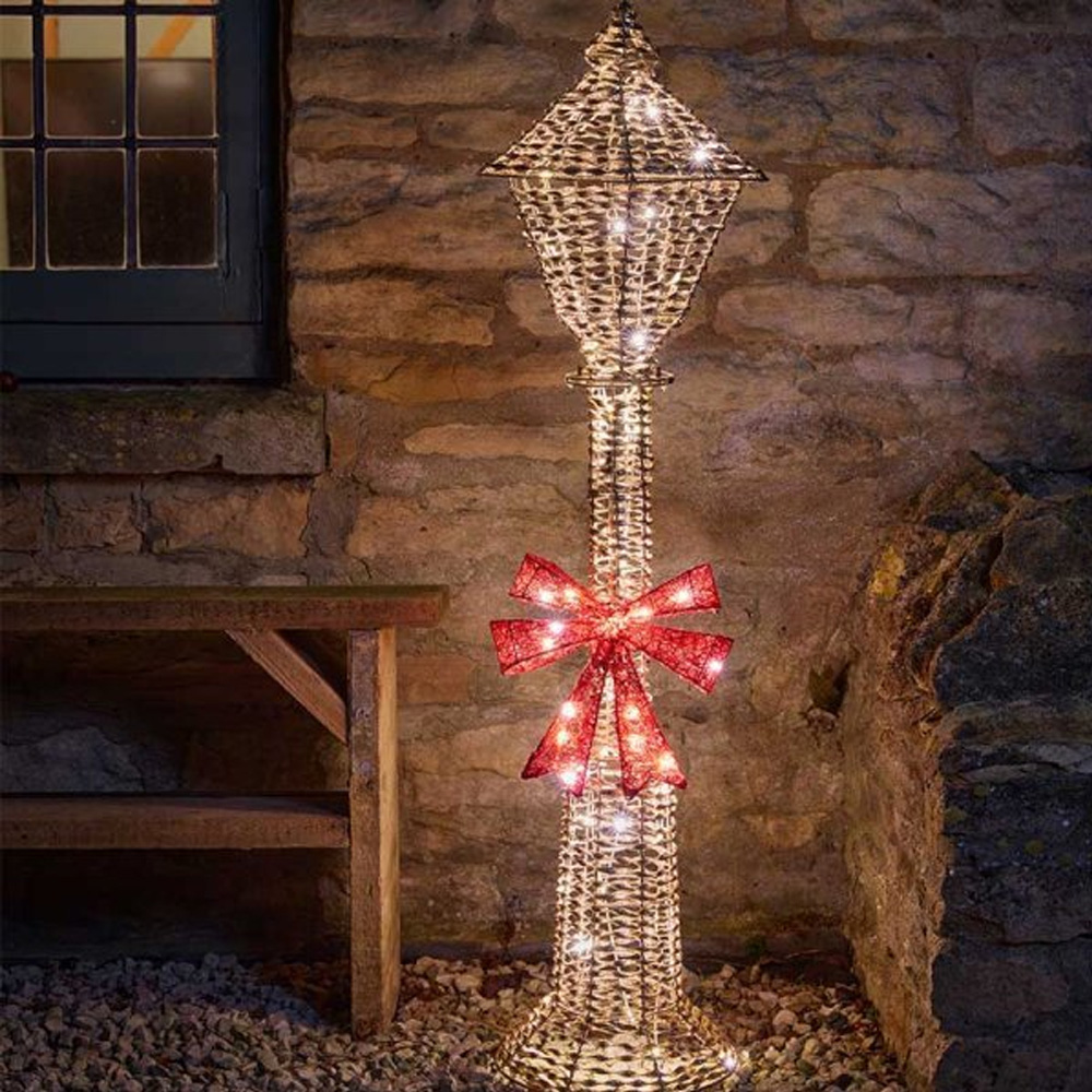 Led Post Decor Marco Paul 120cm Gold Glitter LED Pre Lit Lamp Post Outdoor Christmas ...