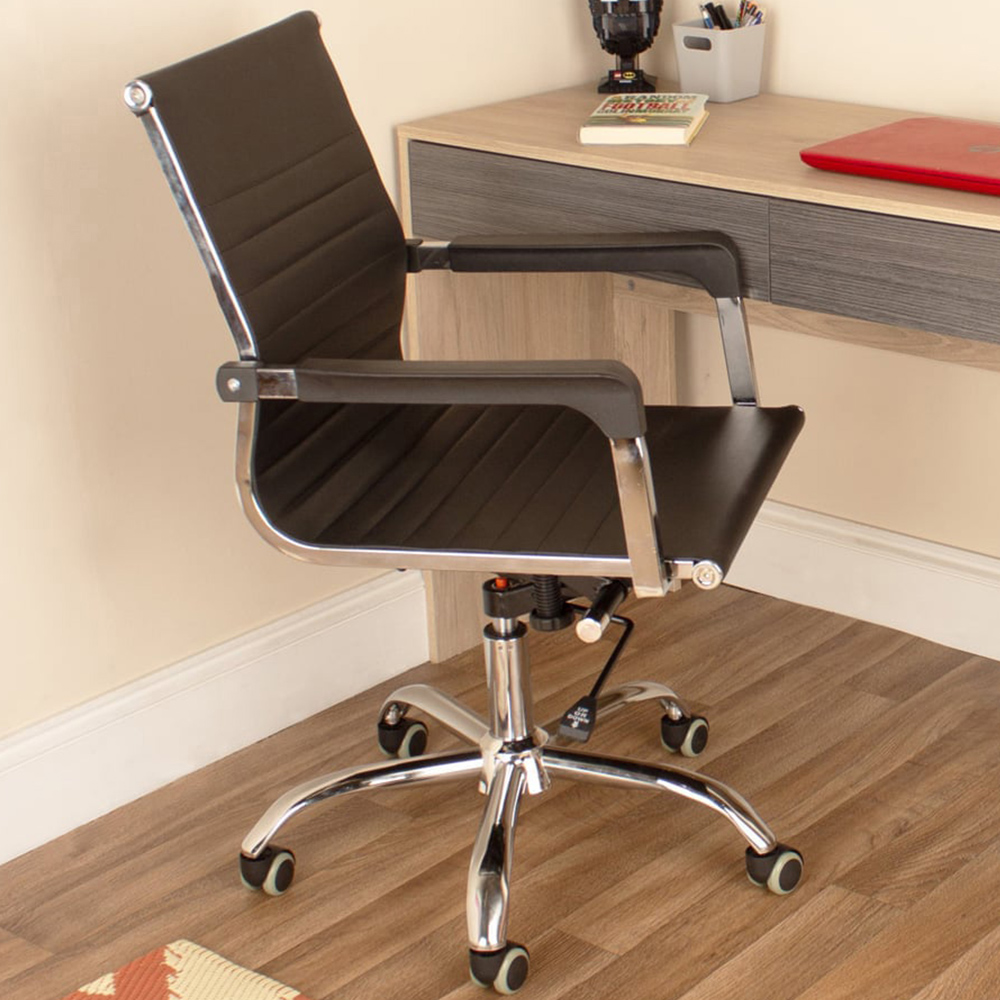 Loft Black and Chrome Faux Leather Office Chair Price Comparisons | Compare The Build