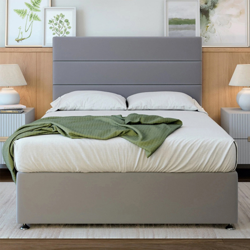 Bedmaster King Size Silver Plush Velvet Divan Base with Milan Headboard Price Comparisons | Compare The Build