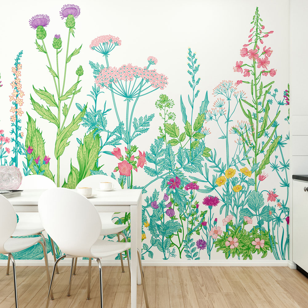 Origin Murals Botanical Fleur Blue Wall Mural Price Comparisons | Compare The Build