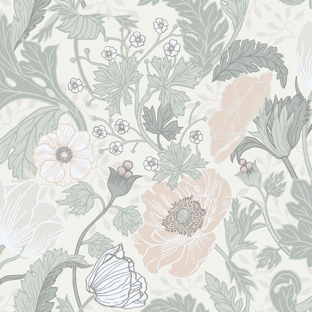 Galerie Apelviken 2 White and Light Green Wallpaper Price Comparisons | Compare The Build
