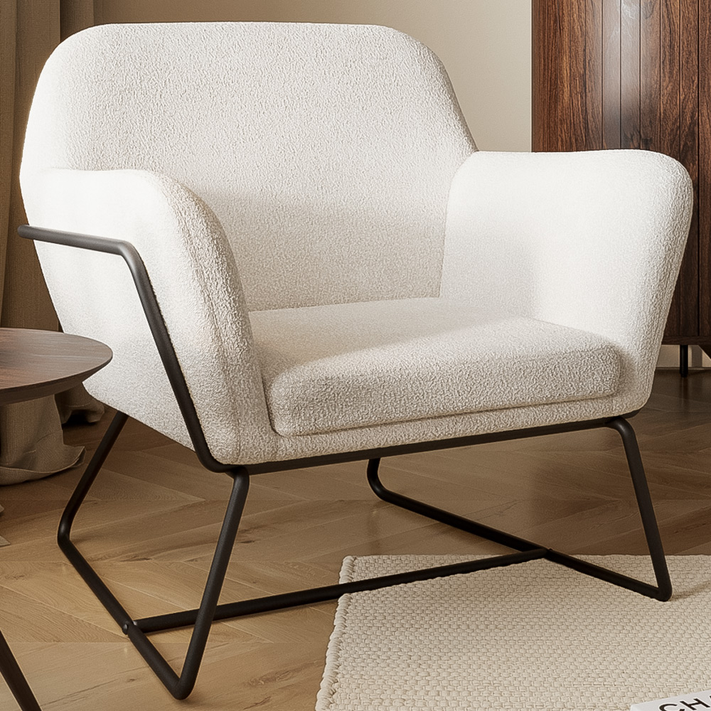 Charles Matte Black and Ivory Boucle Armchair Price Comparisons | Compare The Build