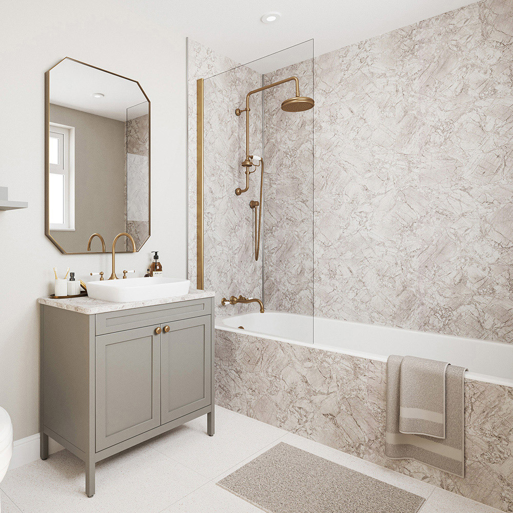 Wetwall Mermaid Tongue and Groove Bianco Marble Plywood Shower Wall Panel 2420 x 585mm Price Comparisons | Compare The Build