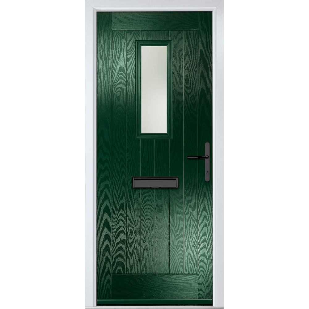 Crystal-Direct Sunningdale Green GRP Stipolytte Glass Left Hand Open Front Door 2090 x 920mm Price Comparisons | Compare The Build