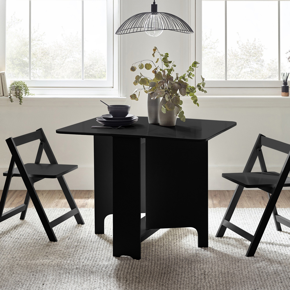 Julian Bowen Gatan 2 Seater Black Small Gateleg Table Set | Homebase