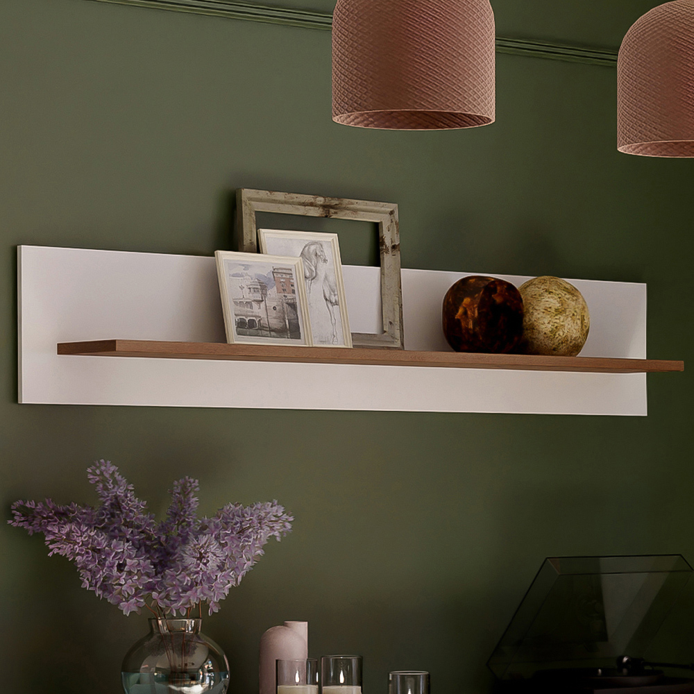 Florence Wensley Light Grey and Oak Wall Shelf Price Comparisons | Compare The Build