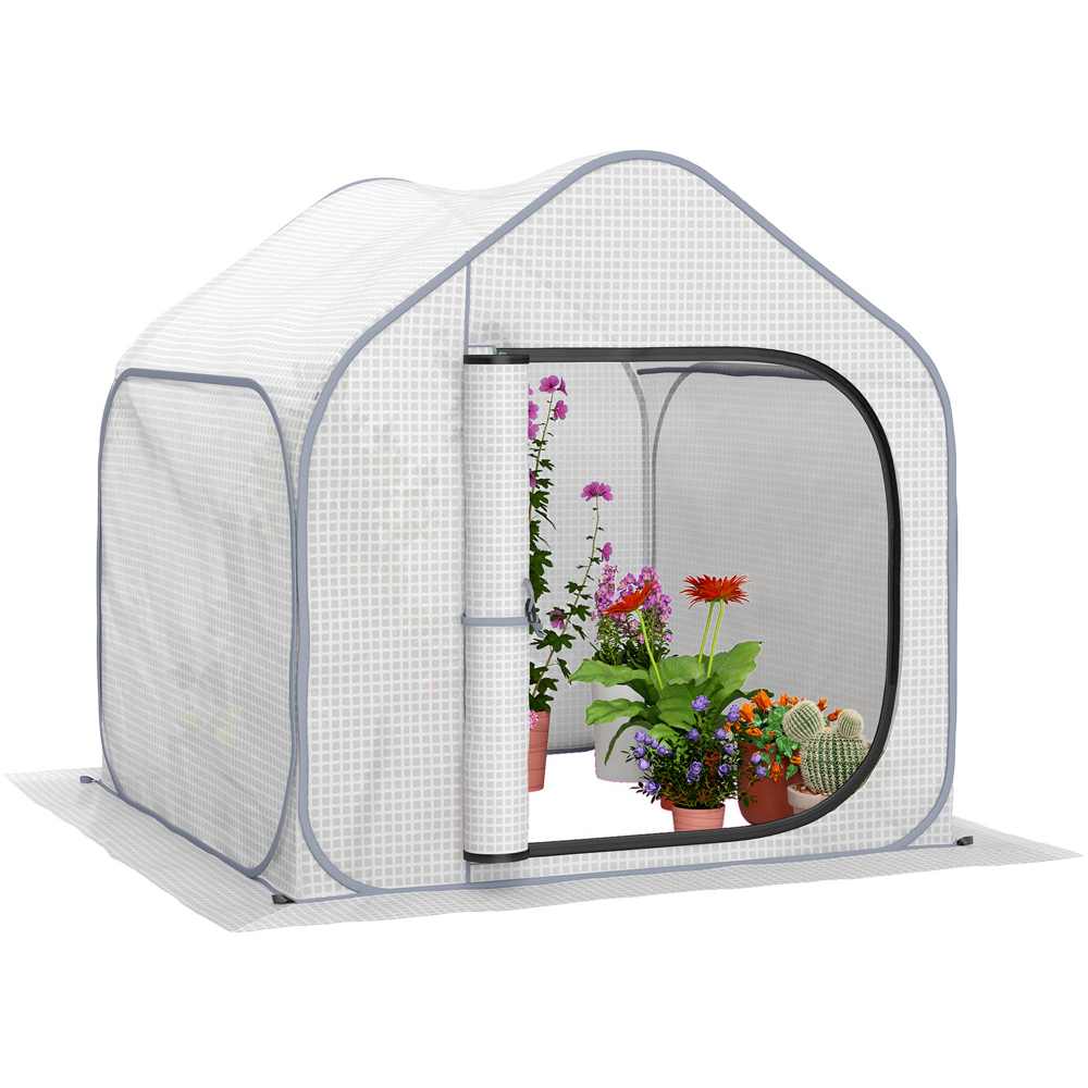 Outsunny White PE Cover Mini Pop Up Greenhouse with Zipper Door 4.9 x 4.8ft Price Comparisons | Compare The Build