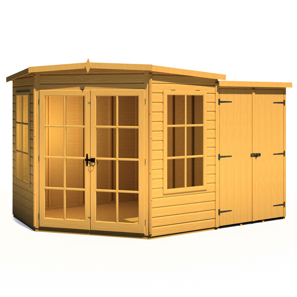 Shire Garden Buildings Shire Hampton 7 X 11Ft Double Door Traditional Summerhouse With Side Shed