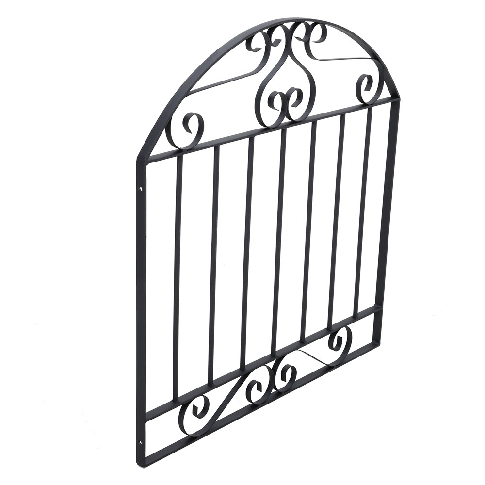 Living And Home Black Modern Arched Top Metal Garden Fence Gate 3 X 3Ft