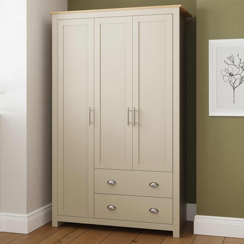 Gfw Lancaster 3 Door 2 Drawer Cream Wardrobe