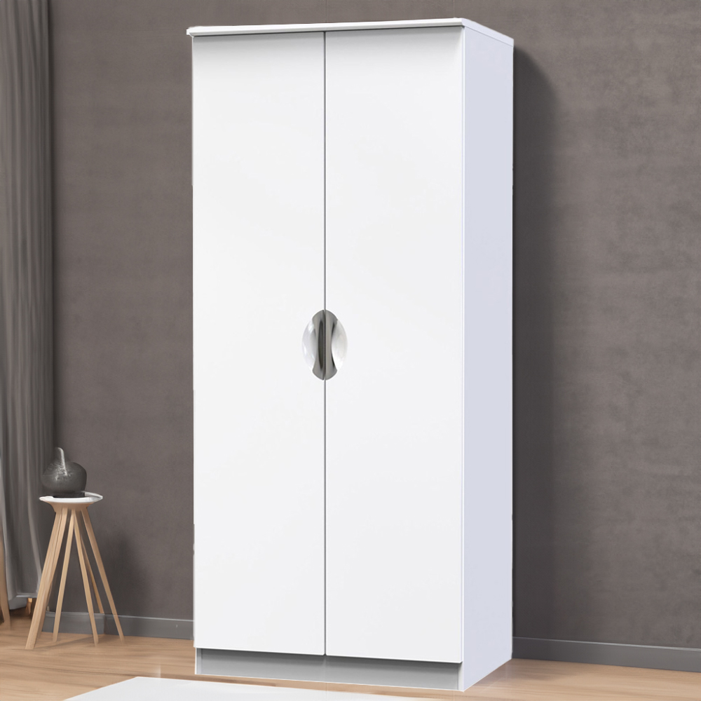 Crowndale Camden Ready Assembled 2 Door Gloss White Wardrobe