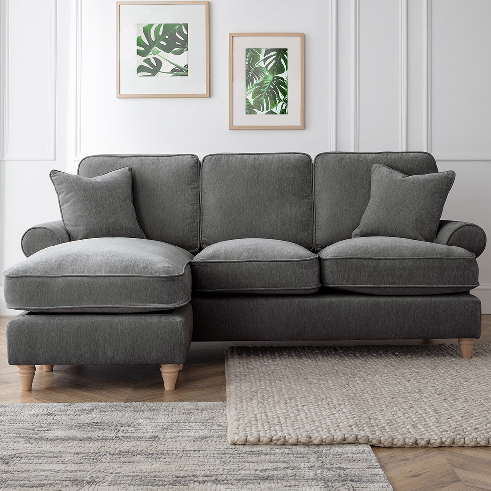 Sofas Express The Victoria 3 Seater Charcoal Left Hand Chaise Sofa