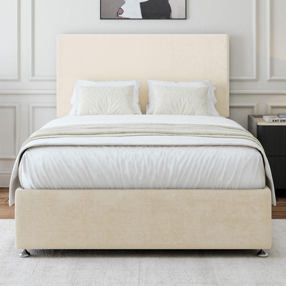 Bedmaster Small Double Cream Naples Linen Divan Base With Valencia Headboard