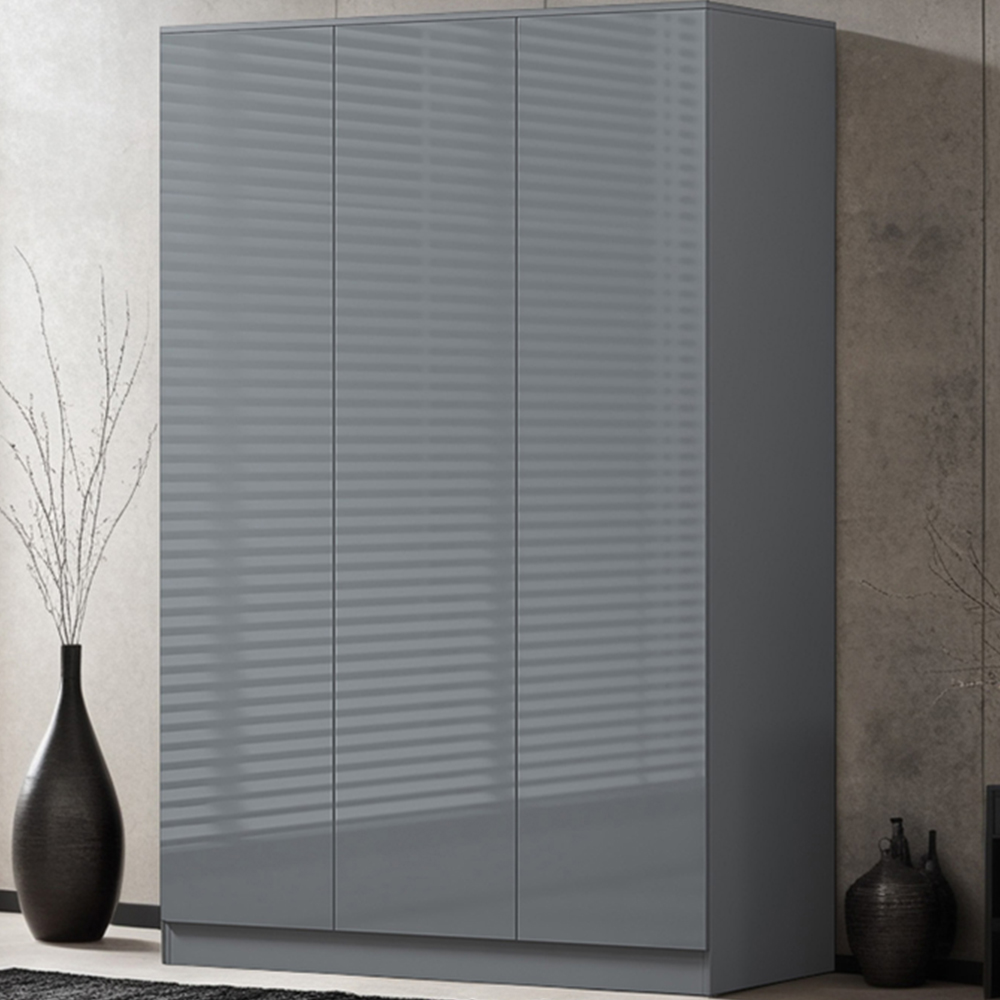 Fwstyle Stora 3 Door Grey Gloss Wardrobe