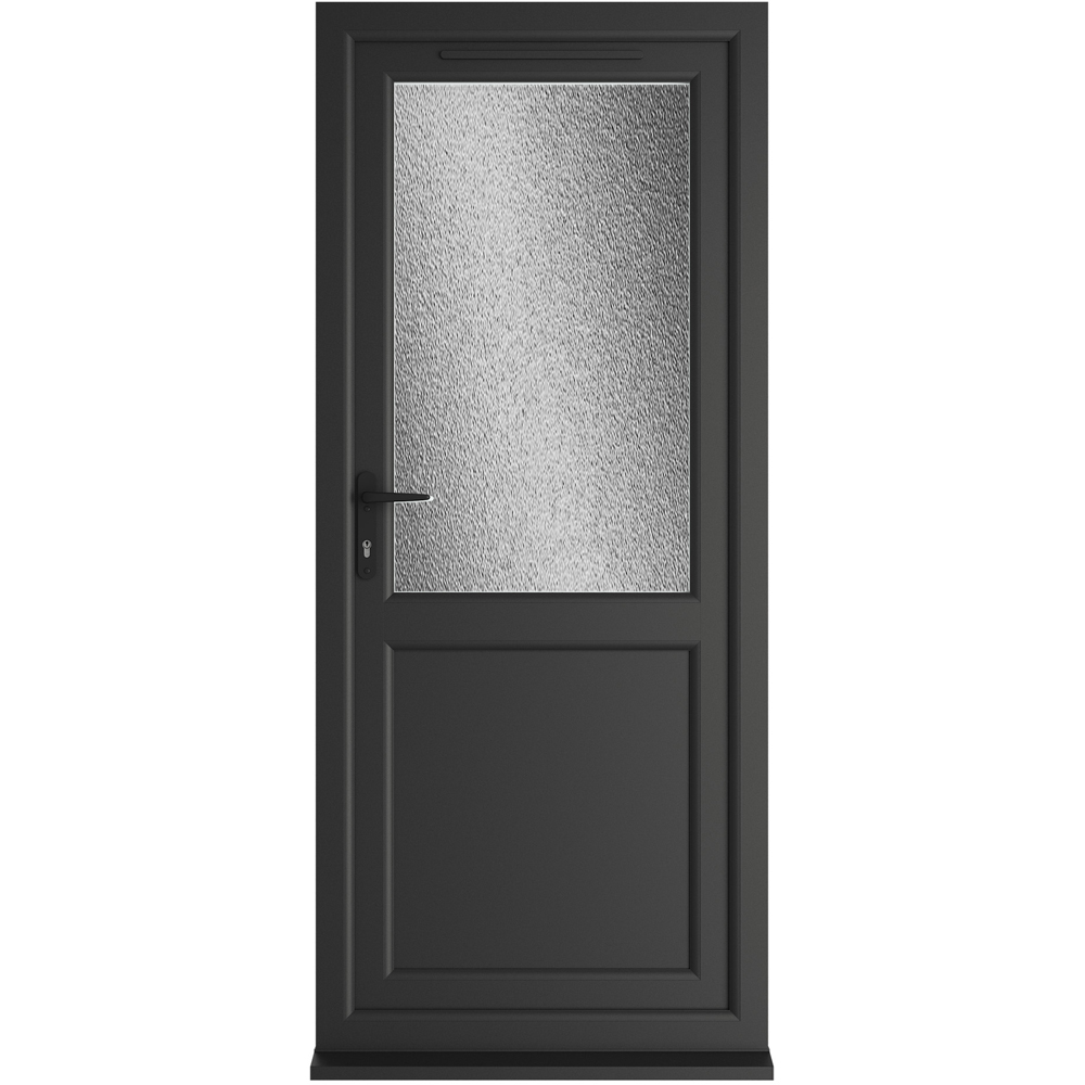 Crystal Half Glass Rh Open Black And White Obscure Double Glazed Door 840 X 2090Mm